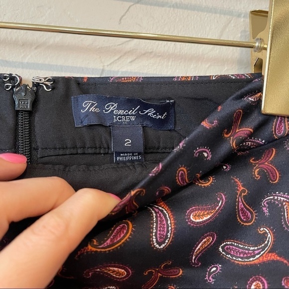 J. Crew The Pencil Skirt Paisley Print Straight Purple - Picture 4 of 6